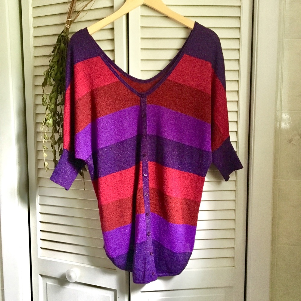 {Express} Color Block Backside Button Down Sweater - Picture 7 of 8